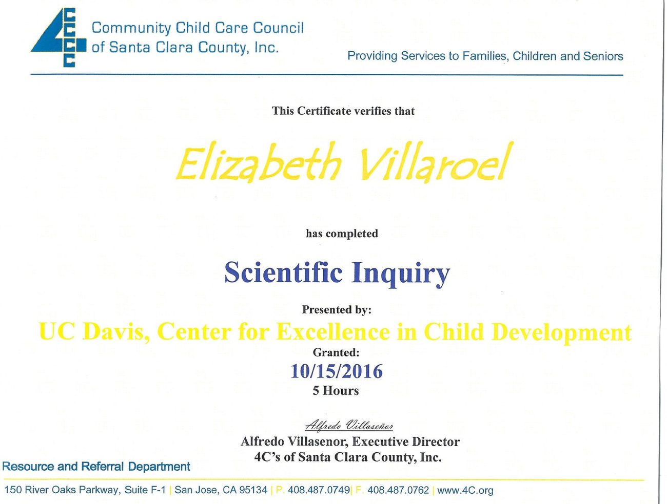 Certificate: Scientific Inquiry