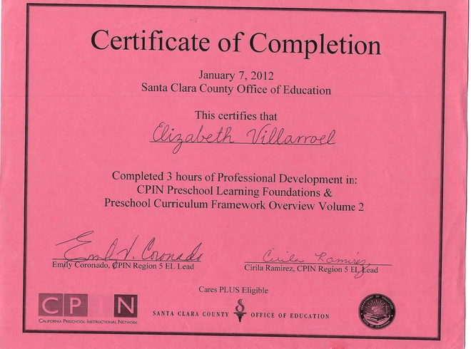 Certificate: Preschool Learning Foundations