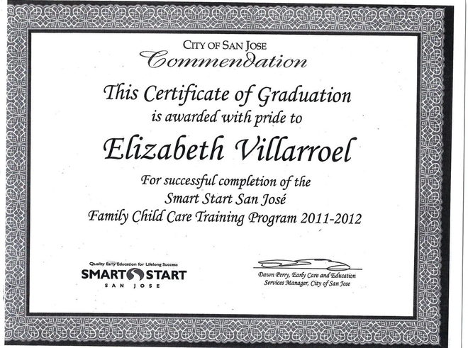 Certificate: Smart Start San Jose, 2011-2012