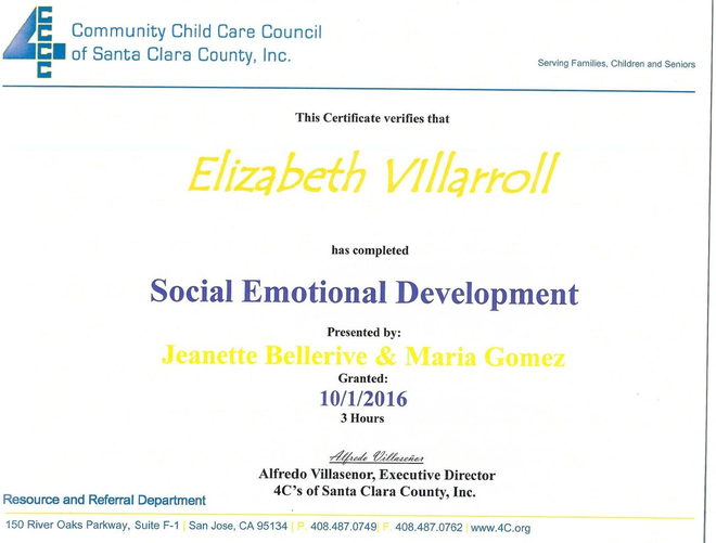Certificate: Social Emotional Development