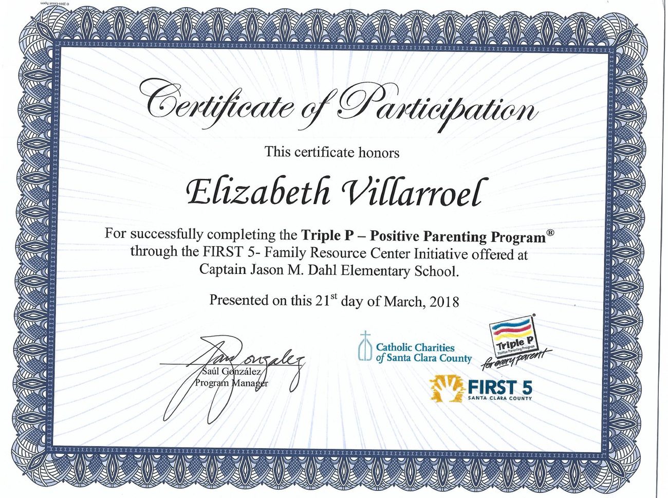 Certificate: Triple P Positive Parenting Program