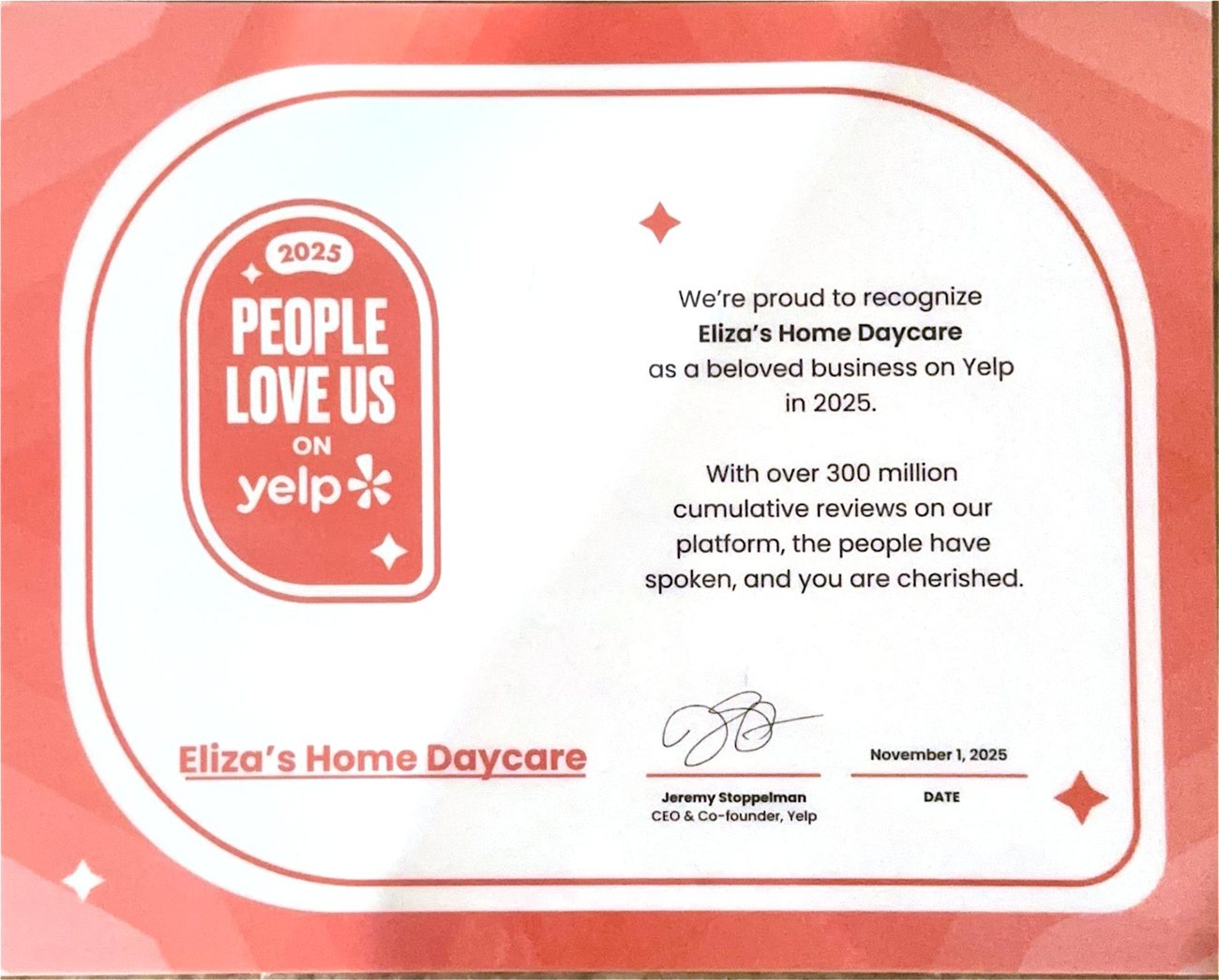 Award: People Love Us on Yelp 2025